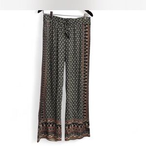 Boho Funky Anne Carson Black & Brown Geometric Wide-Leg Pants M